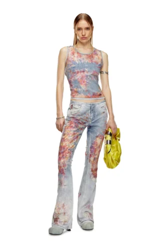 de-ciri-fse Tanktop aus Devoré-Denim mit Blumenmuster