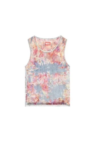 de-ciri-fse Tanktop aus Devoré-Denim mit Blumenmuster