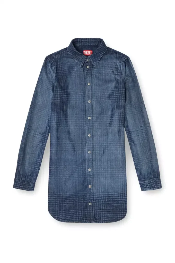 de-eazy dress-s Hemdkleid aus fließendem Prince-of-Wales-Denim de-eazy dress-s Hemdkleid aus fließendem Prince-of-Wales-Denim
