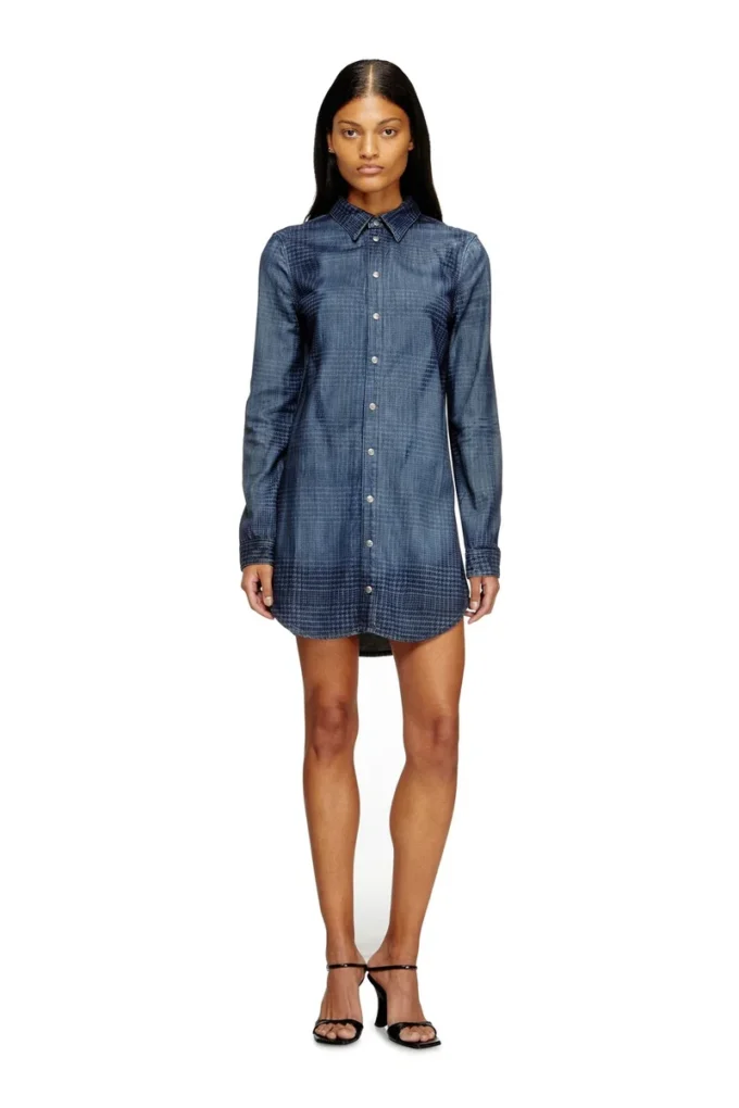 de-eazy dress-s Hemdkleid aus fließendem Prince-of-Wales-Denim de-eazy dress-s Hemdkleid aus fließendem Prince-of-Wales-Denim