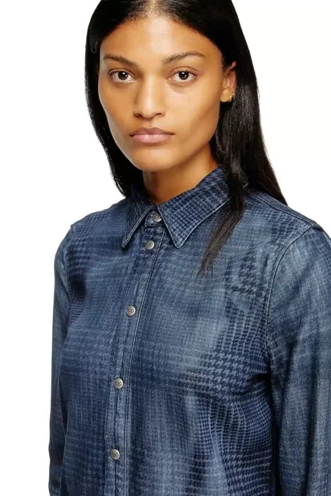 de-eazy dress-s Hemdkleid aus fließendem Prince-of-Wales-Denim de-eazy dress-s Hemdkleid aus fließendem Prince-of-Wales-Denim