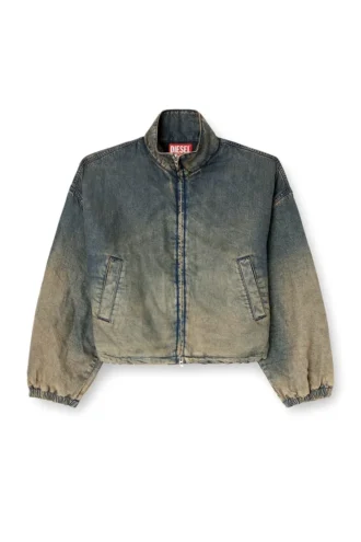 de-flower-s Jacke mit Reißverschluss aus fließendem Denim in verschiedenen Farbtönen