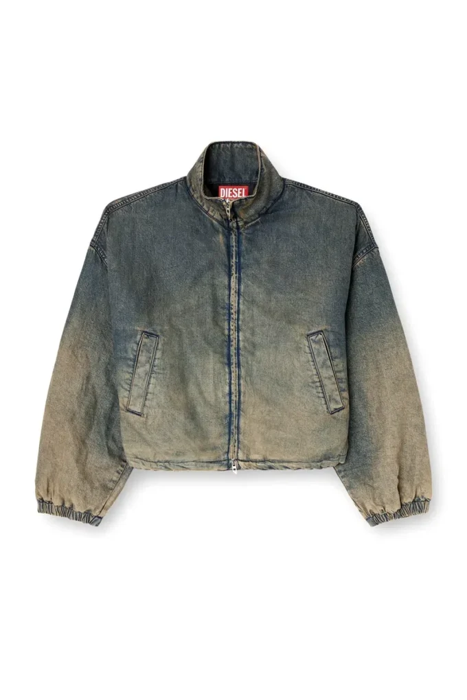de-flower-s Jacke mit Reißverschluss aus fließendem Denim in verschiedenen Farbtönen