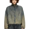 de-flower-s Jacke mit Reißverschluss aus fließendem Denim in verschiedenen Farbtönen