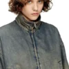 de-flower-s Jacke mit Reißverschluss aus fließendem Denim in verschiedenen Farbtönen