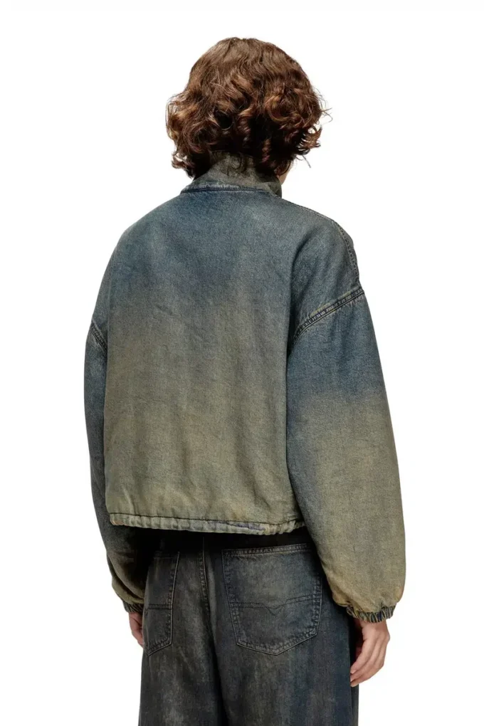 de-flower-s Jacke mit Reißverschluss aus fließendem Denim in verschiedenen Farbtönen