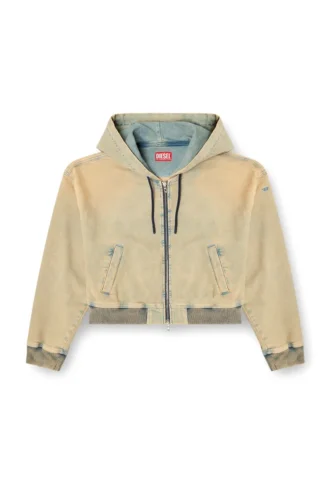 de-giri-crop jogg Kapuzenjacke mit Reißverschluss aus farbigem JoggJeans