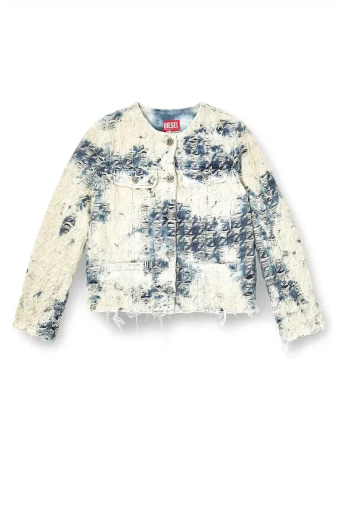 de-grafy-fsh Jacke aus Denim mit Hahnentrittmuster