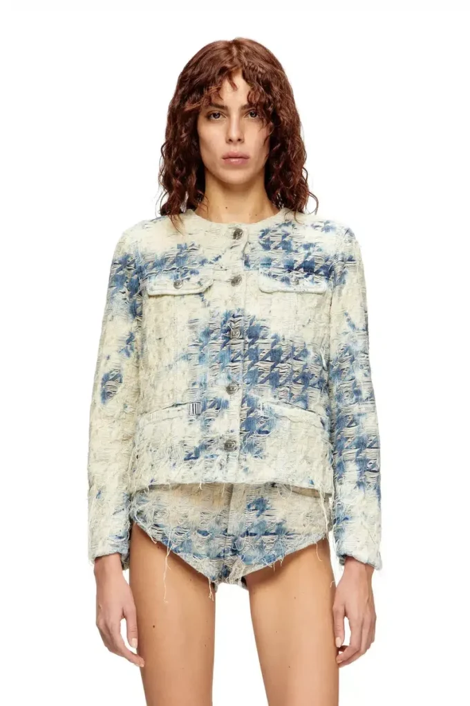 de-grafy-fsh Jacke aus Denim mit Hahnentrittmuster