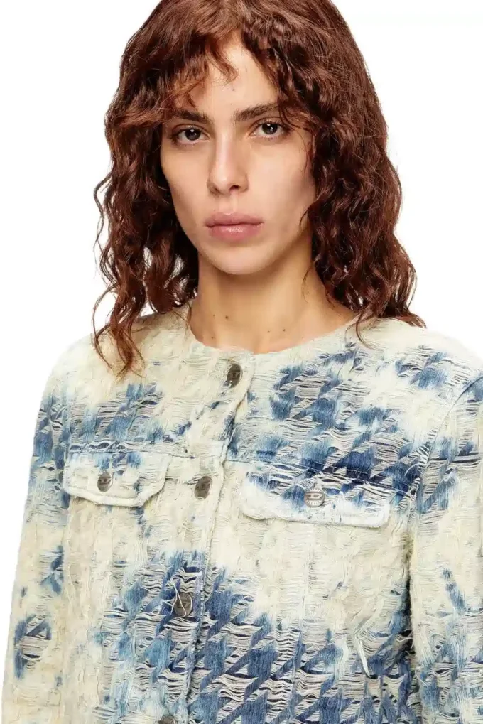 de-grafy-fsh Jacke aus Denim mit Hahnentrittmuster