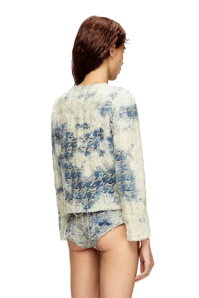 de-grafy-fsh Jacke aus Denim mit Hahnentrittmuster