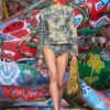 de-grafy-fsh Jacke aus Denim mit Hahnentrittmuster