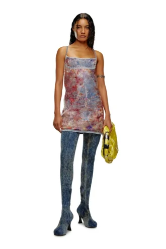 de-held-short-fse Trägerkleid in Midi-Länge aus Pailletten-Denim