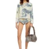 de-jizz-fsh1 Shorts aus Denim mit Hahnentrittmuster de-jizz-fsh1 Shorts aus Denim mit Hahnentrittmuster