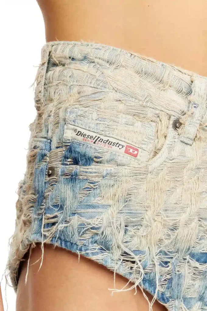 de-jizz-fsh1 Shorts aus Denim mit Hahnentrittmuster de-jizz-fsh1 Shorts aus Denim mit Hahnentrittmuster