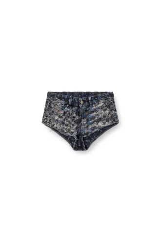 de-jizz-fsh2 Shorts aus Denim mit Hahnentrittmuster und Batikoptik