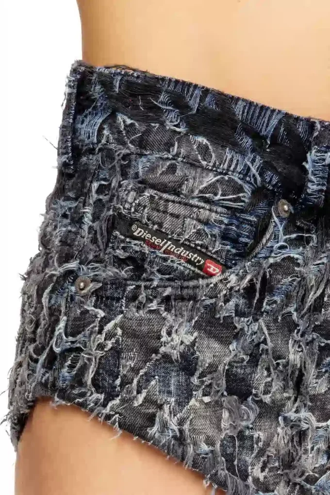 de-jizz-fsh2 Shorts aus Denim mit Hahnentrittmuster und Batikoptik de-jizz-fsh2 Shorts aus Denim mit Hahnentrittmuster und Batikoptik