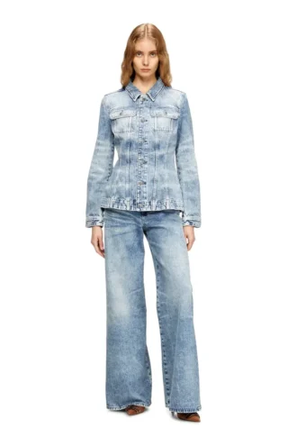 de-katerin-fsh Taillierte Jacke aus lasergeschnittenem Baumwoll-Hanf-Denim