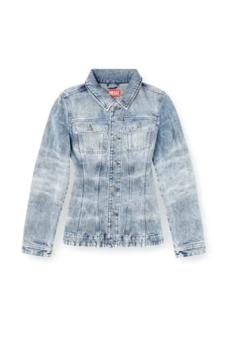 de-katerin-fsh Taillierte Jacke aus lasergeschnittenem Baumwoll-Hanf-Denim