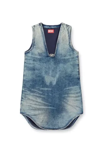 de-laris-dress-s Kurzes Kleid aus marmoriertem Denim