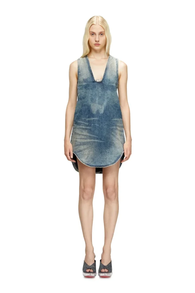 de-laris-dress-s Kurzes Kleid aus marmoriertem Denim de-laris-dress-s Kurzes Kleid aus marmoriertem Denim
