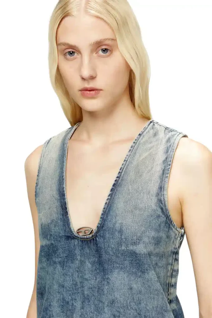 de-laris-dress-s Kurzes Kleid aus marmoriertem Denim de-laris-dress-s Kurzes Kleid aus marmoriertem Denim