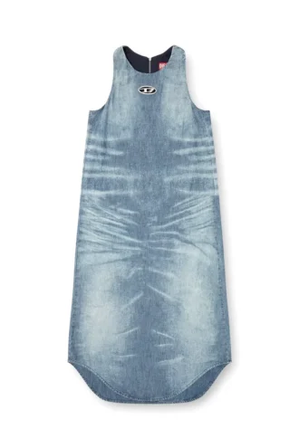 de-lina-s Langes Kleid aus marmoriertem Denim