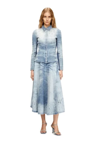 de-masly-fsh Hemd aus Distressed-Denim mit Wabenmuster
