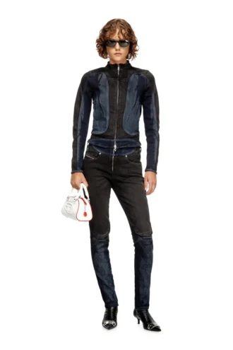de-morny-s Bikerjacke aus zweifarbigem Denim