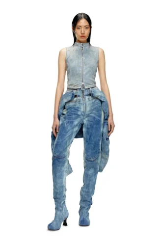 de-nata-fse Denim-Oberteil in Second-Skin-Passform mit Biker-Details