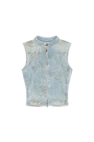 de-nata-fse Denim-Oberteil in Second-Skin-Passform mit Biker-Details