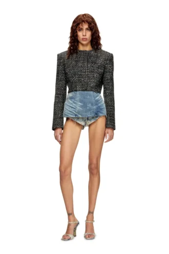 de-nora-fsh Gürtelrock aus lasergeschnittenem Baumwoll-Hanf-Denim