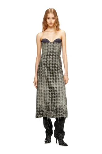 de-olivia-fsh Midikleid aus Denim mit Hahnentrittmuster