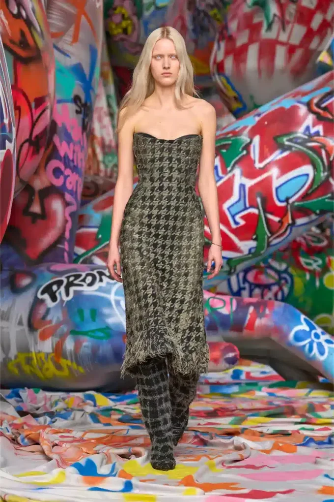 de-olivia-fsh Midikleid aus Denim mit Hahnentrittmuster
