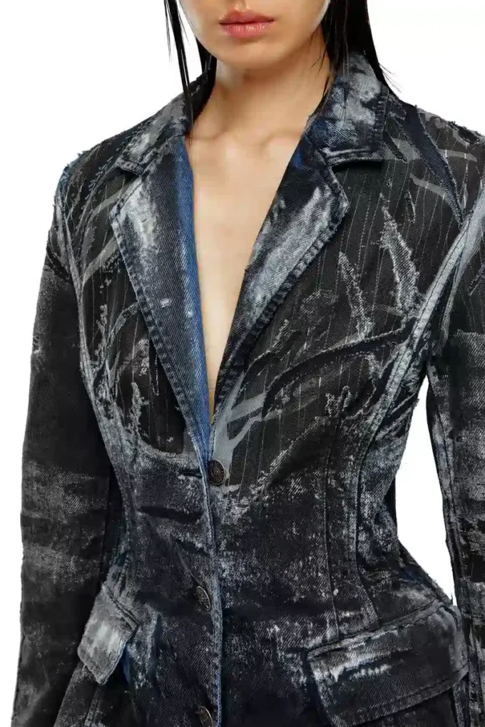 de-pia-fse Mantel aus Nadelstreifen-Devoré-Denim