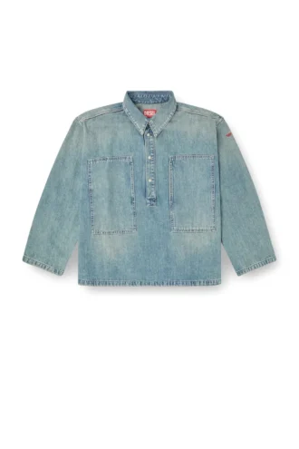 de-priss Henley-Oberteil aus Denim im Utility-Stil