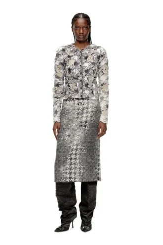 de- rathian-fsh Midirock aus Jacquard-Denim mit Prince-of-Wales-Muster
