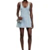 de-sweeney-s1 Kurzes Kleid aus Denim mit Hahnentrittmuster und Kristallen