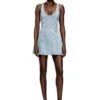 de-sweeney-s1 Kurzes Kleid aus Denim mit Hahnentrittmuster und Kristallen
