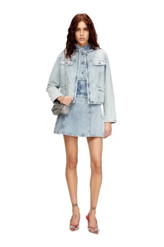 de-sweny-s Minirock aus grafischem Denim mit Kristallen