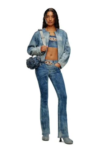 de-top-fse Kurzes Denim-Oberteil mit Kristallplakette