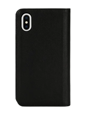 Diesel 2-in-1-Folio-Hülle für iPhone XS und iPhone X Hülle aus schwarzem Leder mit aufgedrucktem und geprägtem Logo, iPhone XS und X