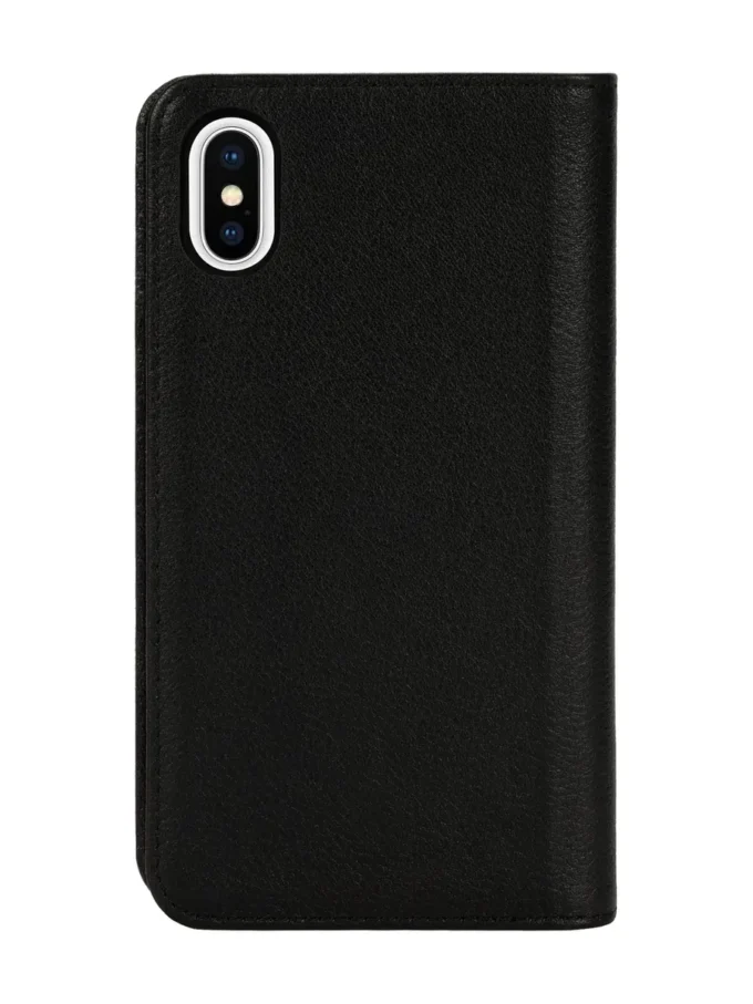 Diesel 2-in-1-Folio-Hülle für iPhone XS und iPhone X Hülle aus schwarzem Leder mit aufgedrucktem und geprägtem Logo, iPhone XS und X