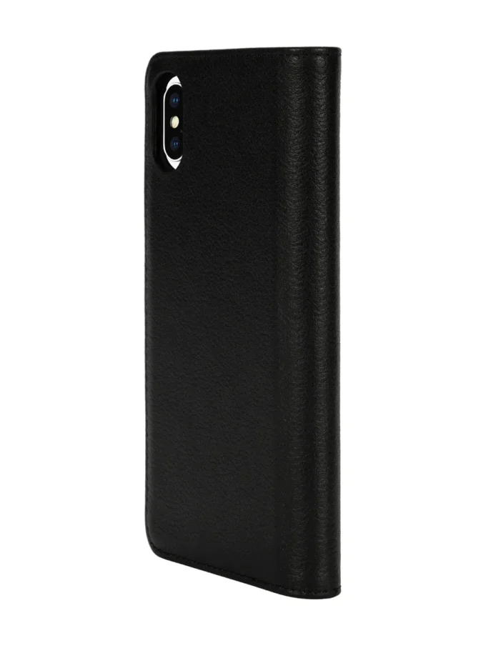 Diesel 2-in-1-Folio-Hülle für iPhone XS und iPhone X Hülle aus schwarzem Leder mit aufgedrucktem und geprägtem Logo, iPhone XS und X