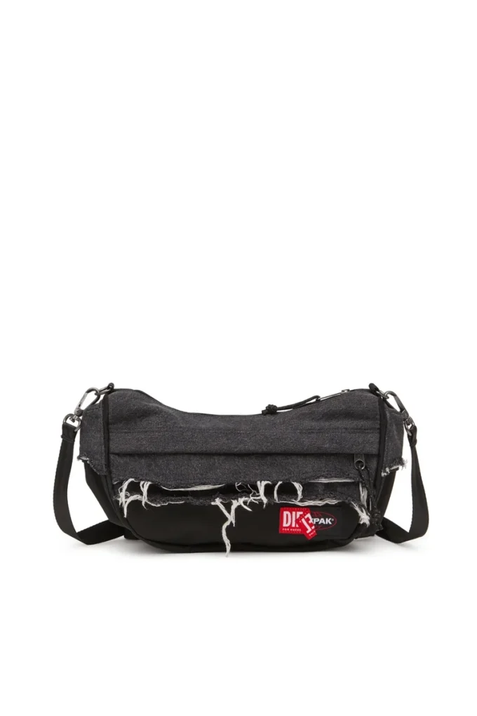 Diesel Schultertasche Schultertasche aus Destroyed-Denim und CORDURA®