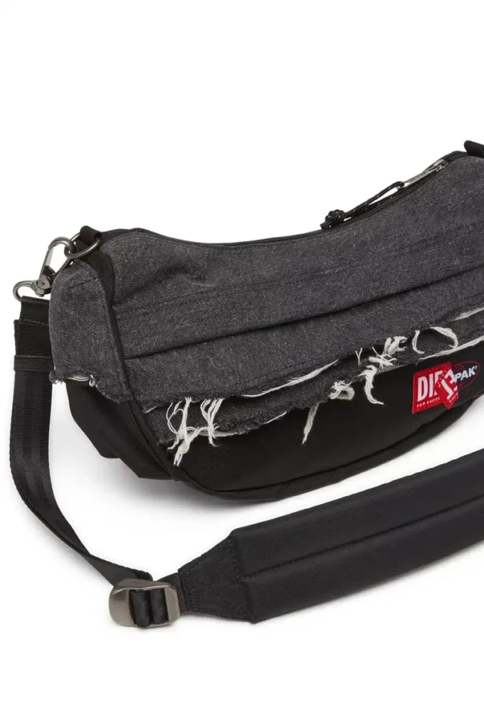 Diesel Schultertasche Schultertasche aus Destroyed-Denim und CORDURA®