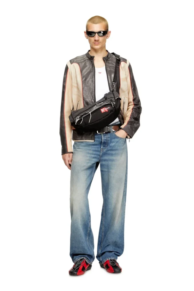 Diesel Schultertasche Schultertasche aus Destroyed-Denim und CORDURA®