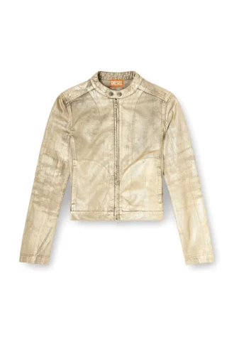 dile_luna Jacke Motorradjacke aus distressed Metallic-Denim