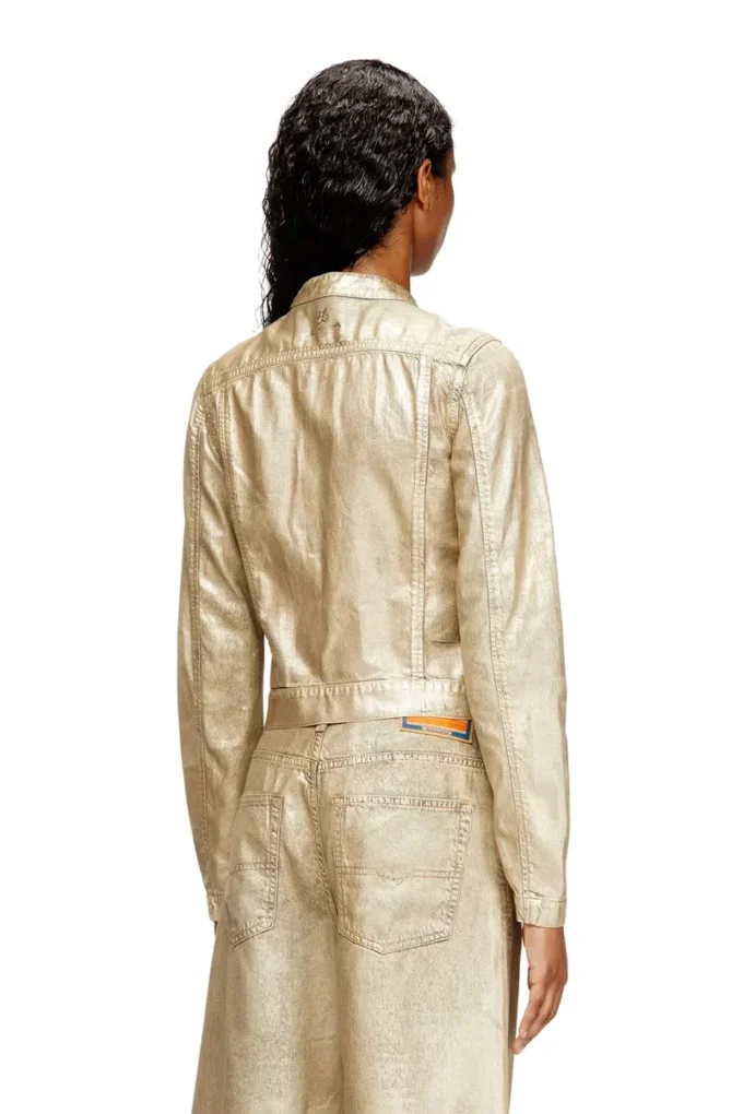 dile_luna Jacke Motorradjacke aus distressed Metallic-Denim