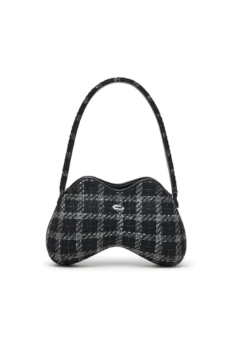 Double-D-Schultertasche Double-D-Schultertasche mit Hahnentrittmuster